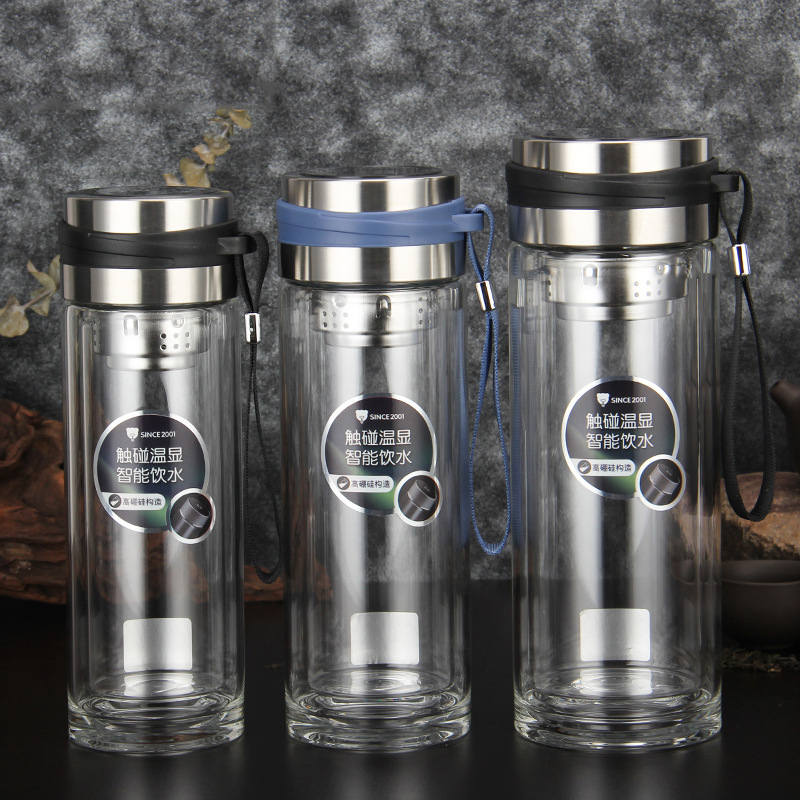 高硼硅雙層溫度顯示提繩玻璃同學(xué)會(huì)議團(tuán)建獎(jiǎng)品促銷禮品杯